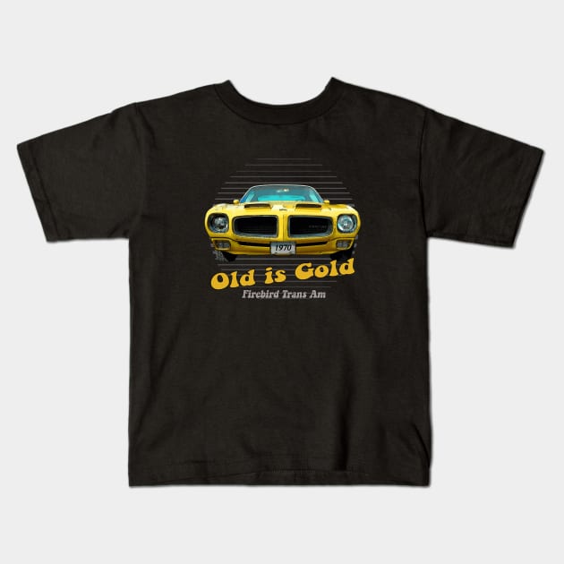 Firebird TransAm American Muscle Old is Gold Kids T-Shirt by Jose Luiz Filho